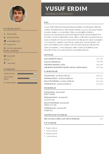 Güvenlik Görevlisi CV Örnekleri cv indir